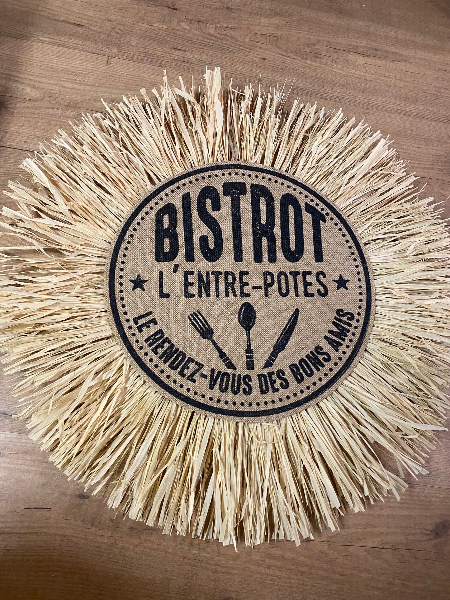 Bohemian decoration in burlap and natural raffia, 60 cm