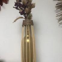 Vase peint à la main en bambou et cordages