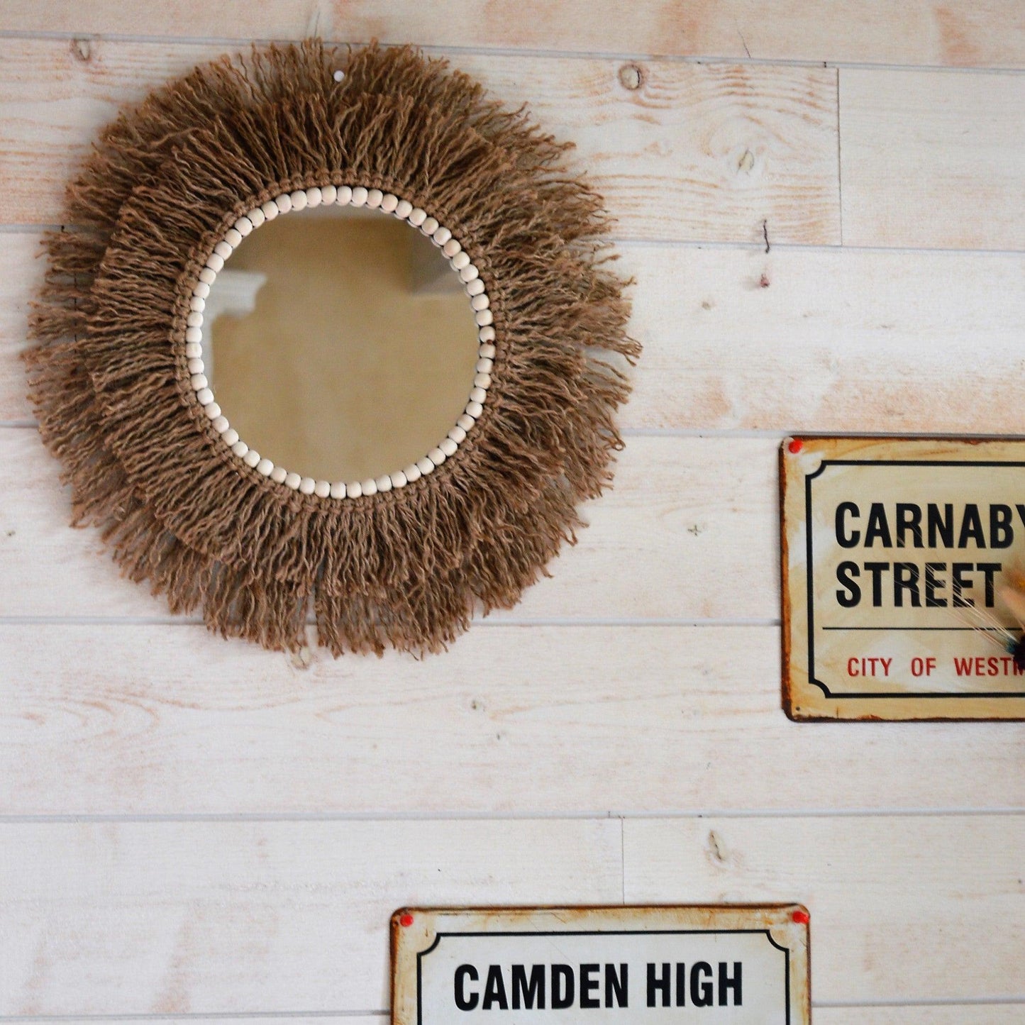 Miroir en corde de jute 100% naturelle