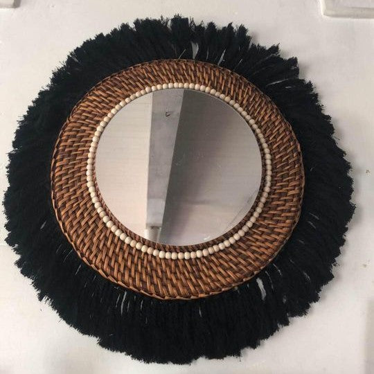 Trendy rattan and macramé mirror BOHEME CHIC