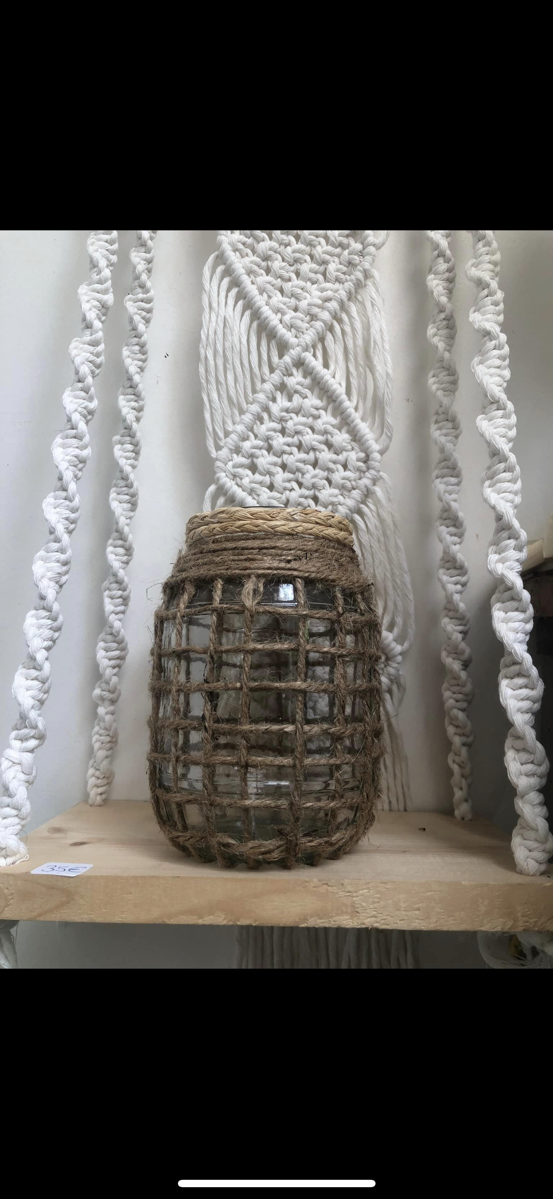 Vase et bocal en corde de jute