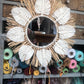 Petit miroir en raphia naturel et coton macramé  30cm