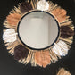 Miroir en raphia naturel et feuilles en coton macramé (différents coloris au choix)