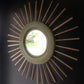 Miroir soleil en rotin vert et tiges végétales naturelles 70 cm