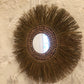 Petit miroir en raphia naturel et coton macramé  30cm