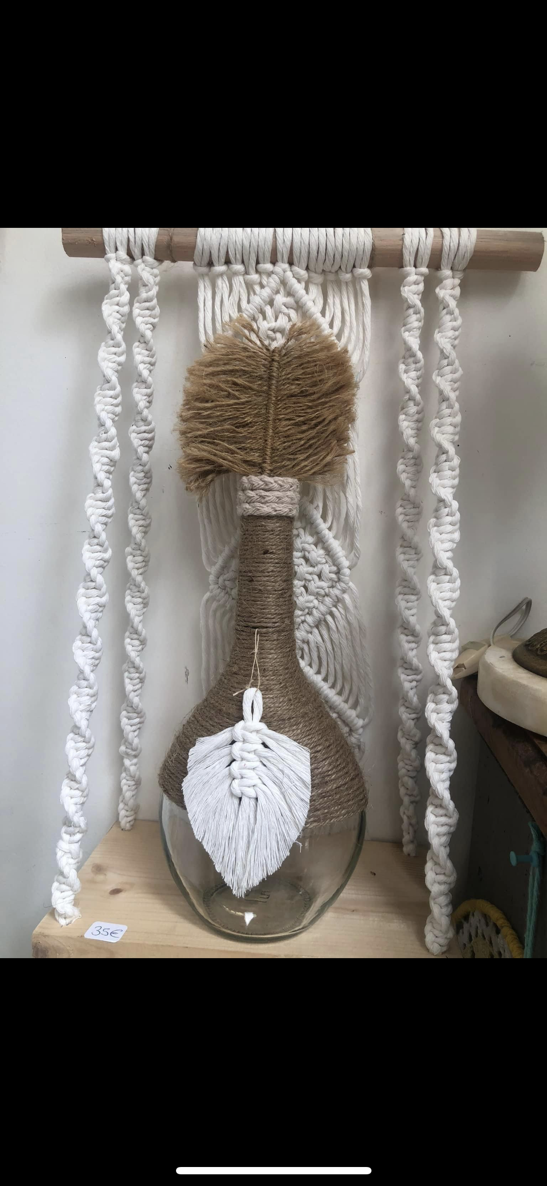 Vase et bocal en corde de jute