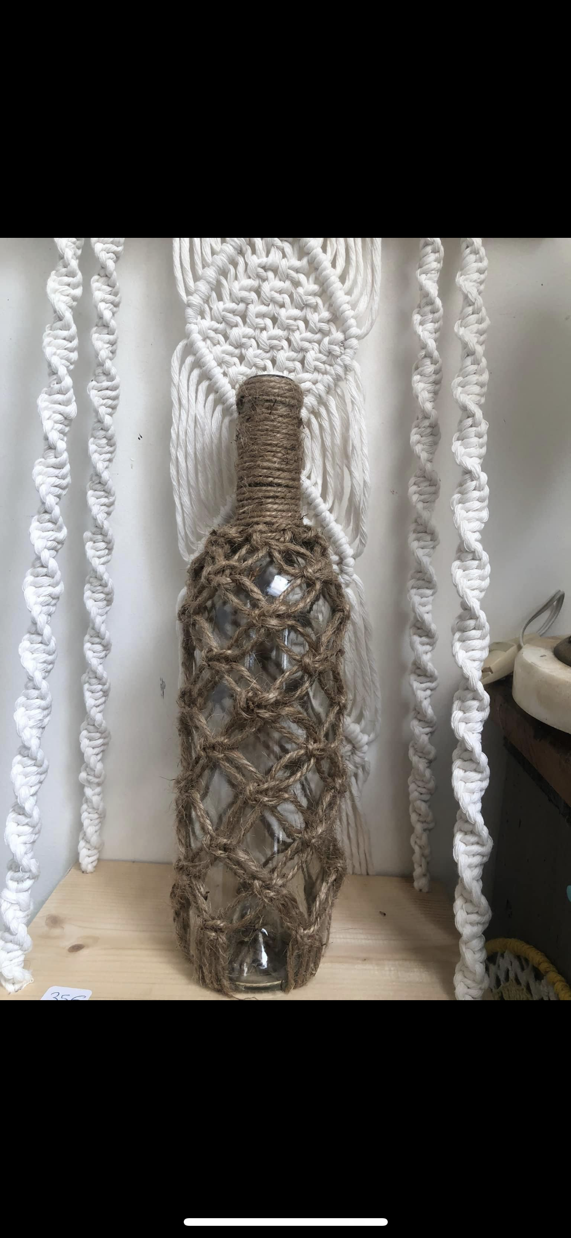 Vase et bocal en corde de jute