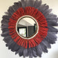 Mirrors in RED raffia and feathers in all colors