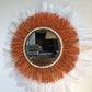 Mirror in ORANGE raffia and feathers in any color