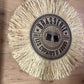 Décoration murale en toile de jute et raphia naturel