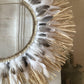 Miroir bohème sur pied esprit ethnique bleu et vertes avec dorures 47 cm