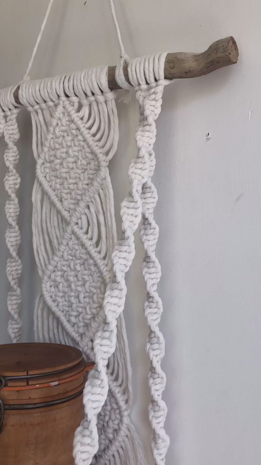 Étagère en coton macramé blanc