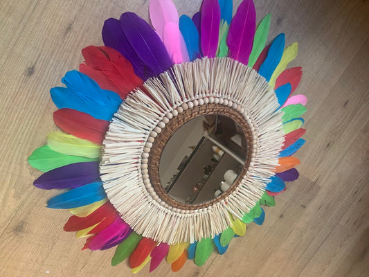 Le Brésilien en Raphia et Plumes Multicolores