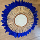 Decorative mirror made of rattan, raffia and large feathers (14 colours to choose from)