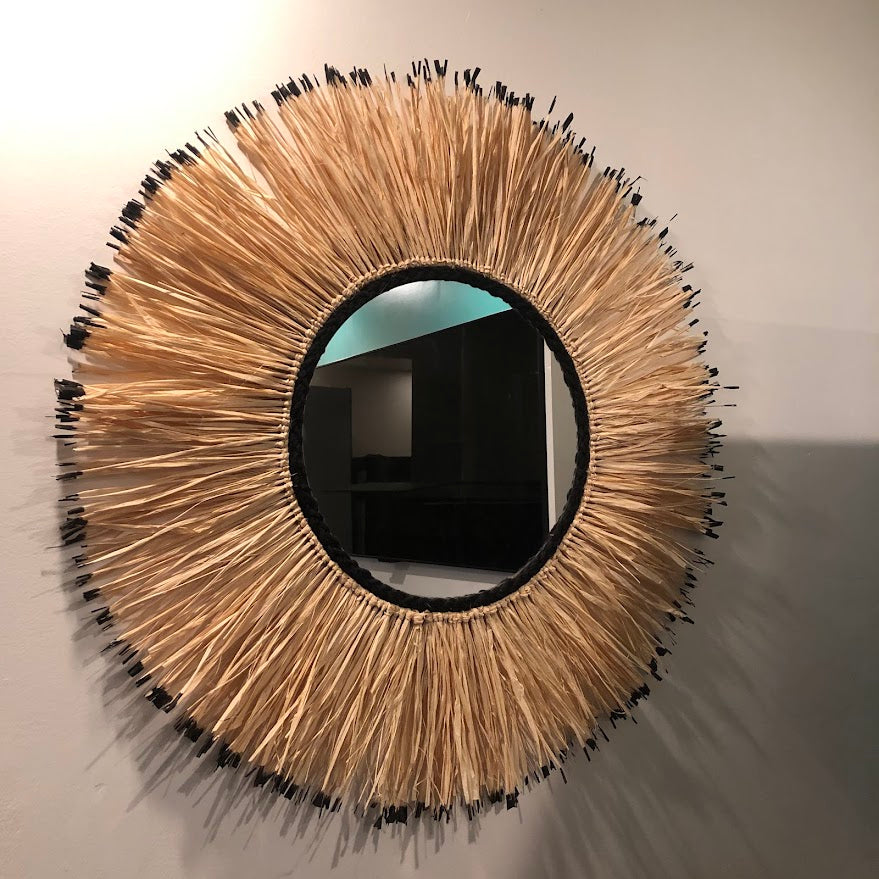 Large raffia mirror, the black sun