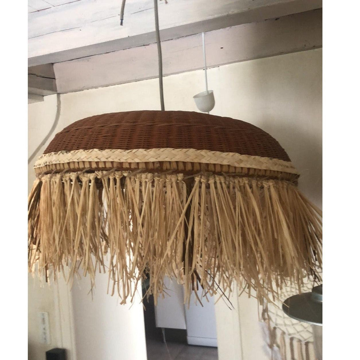 Lustre Raphia Grand lustre en rotin et raphia 50 cm – Swanell