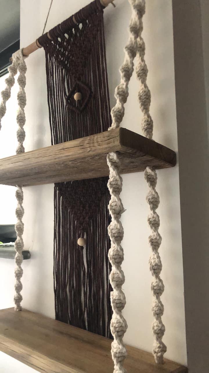 Superb wood and macrame shelf