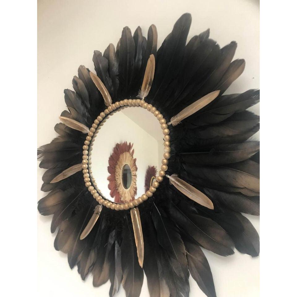 miroirs plumes noires doées