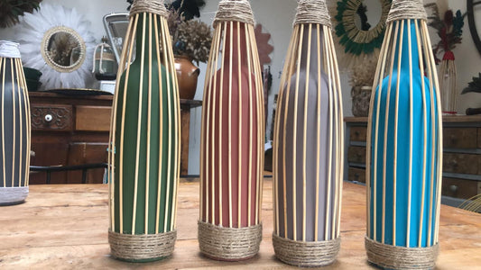 vases bouteille bambou et cordage swanell