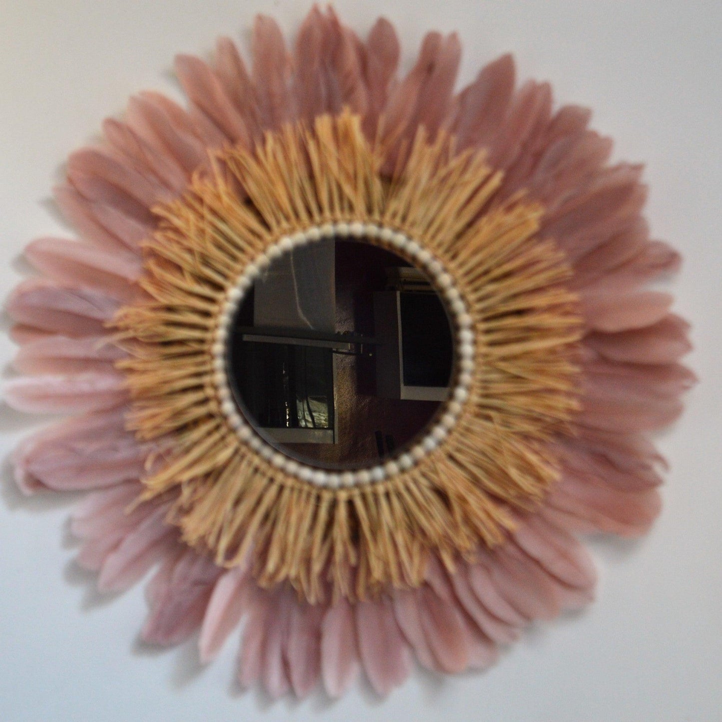 grand miroir plume vieux rose swanell