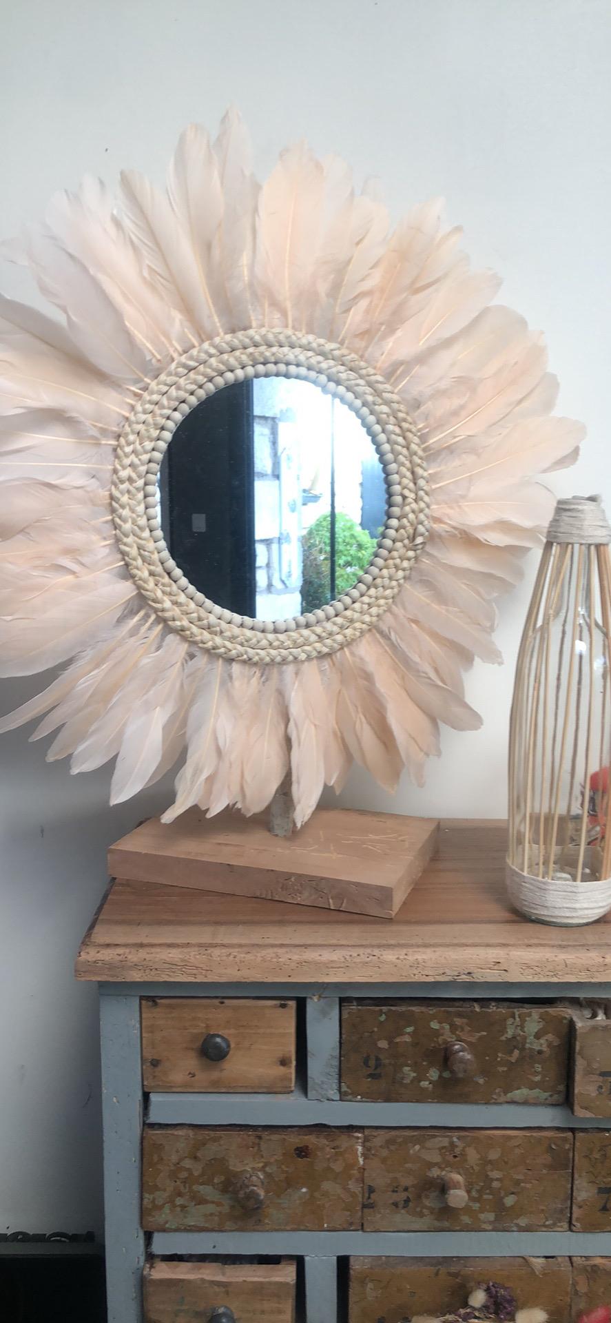 Miroir décoratif champagne sur socle bois à poser