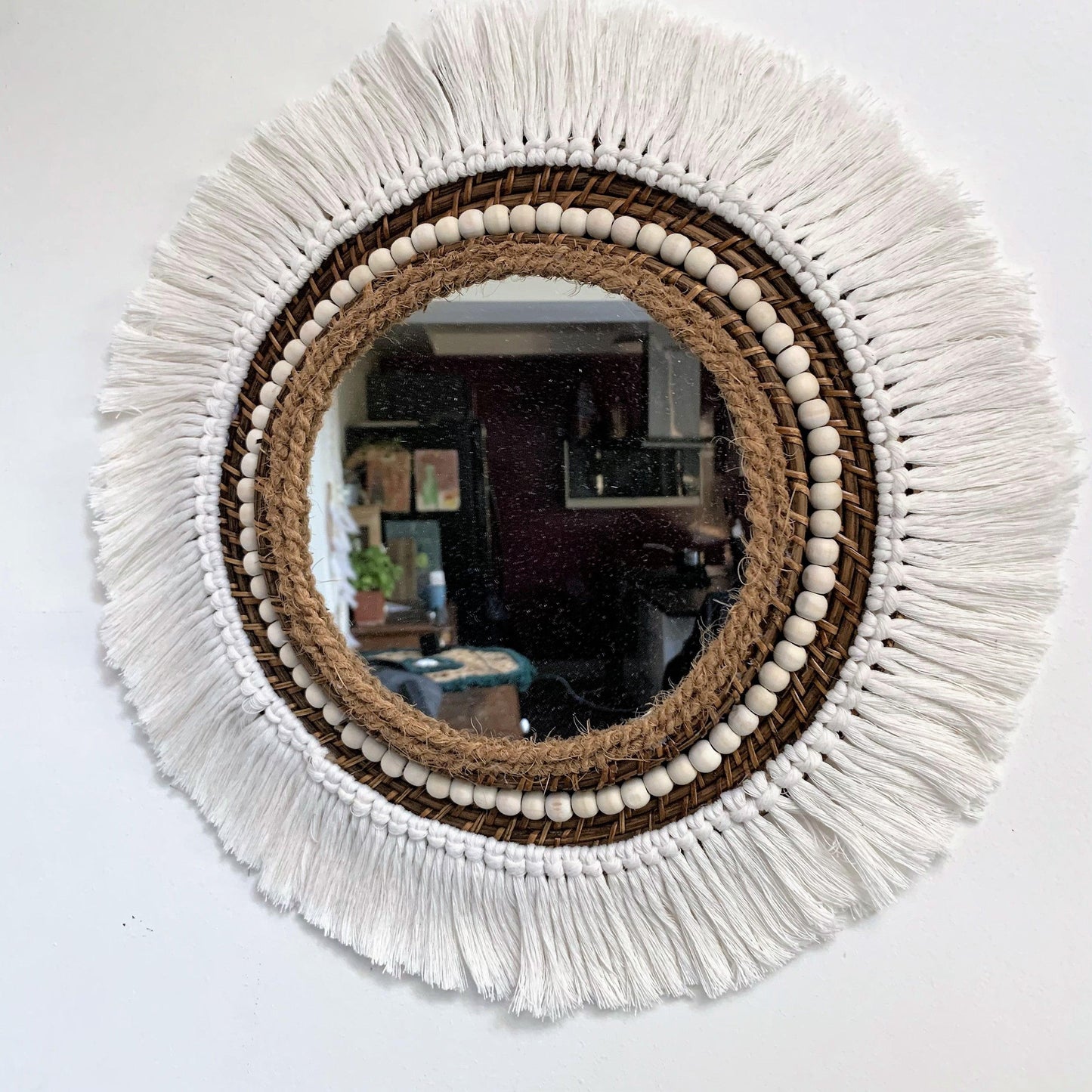 miroir macramé blanc swanell