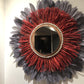 miroir plume gris raphia rouge swanell