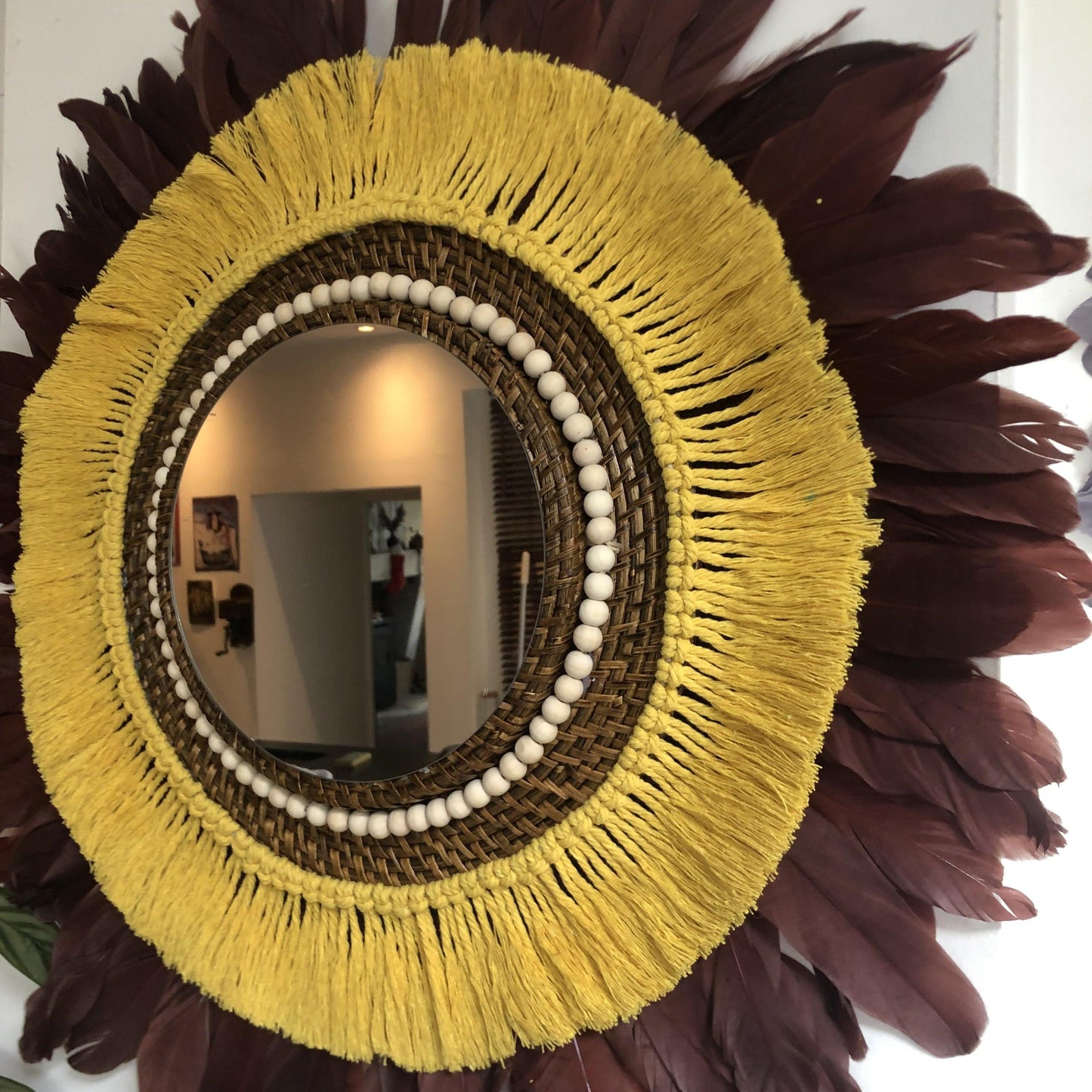 Cotton and feather mirror