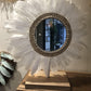 Miroir décoratif blanc sur socle bois a poser