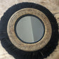 Miroir en rotin, coton macramé peigné et perles bois peintes à la main